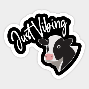 Just Vibing Cow Sticker